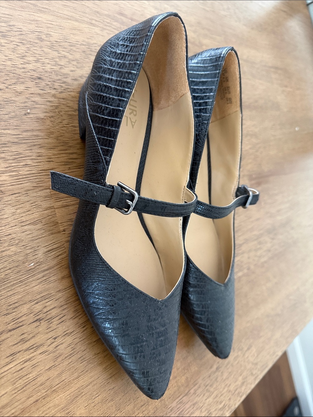 Naturalizer Black Textured Mary Jane Heels